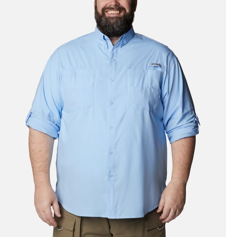 Men's Columbia PFG Tamiami II Long Sleeve Shirts Light Blue | Plus Size CA-TLAC1
